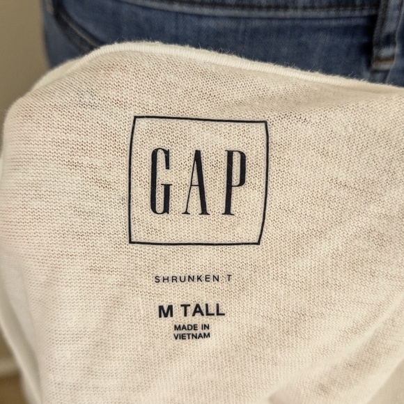 Gap White Shrunken T Shirt Size M Tall - Picture 4 of 4